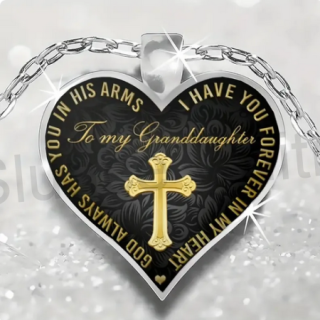 Nerezový náhrdelník s přívěškem srdce kříž (BD817)