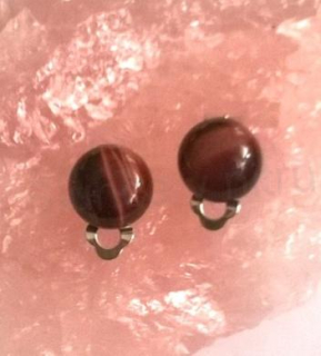 Minerální náušnice klipsy byčí oko (X1722)