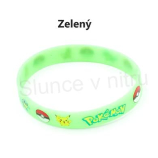 Pokemon silikonový náramek luminus Pikachu zelený (BC567)