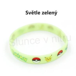 Pokemon silikonový náramek luminus Pikachu světle zelený (BC567)