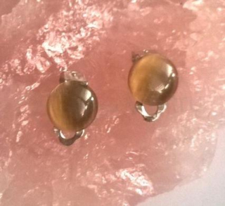 Minerální náušnice klipsy kočičí oko (X1725)