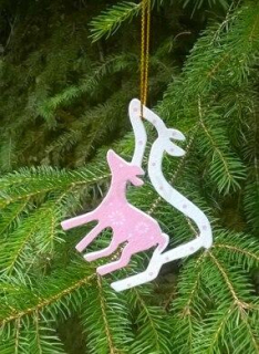 Dřevěné výřezy - závěsná ozdoba srnka s mládětem (V150)