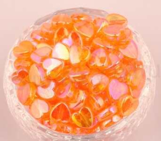 Oranžové plastové srdíčko AB - 9 x 8,5 mm 10 kusů (AC69)