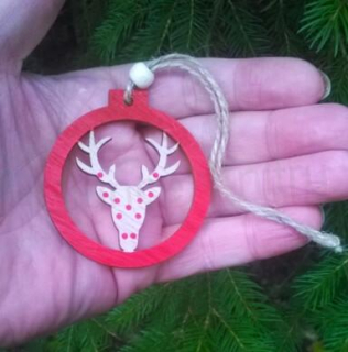 Dřevěné výřezy - závěsná ozdoba vánoční jelen (V170)