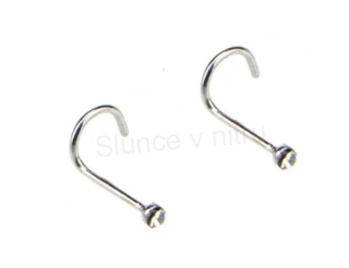 Piercing do nosu nerezová ocel 9,5 mm Bílá (BB769)