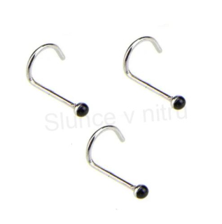 Piercing do nosu nerezová ocel 9,5 mm Černý (BB769)