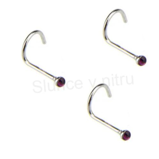 Piercing do nosu nerezová ocel 9,5 mm fialový (BB769)