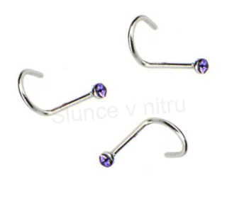 Piercing do nosu nerezová ocel 9,5 mm tmavě modrý (BB769)