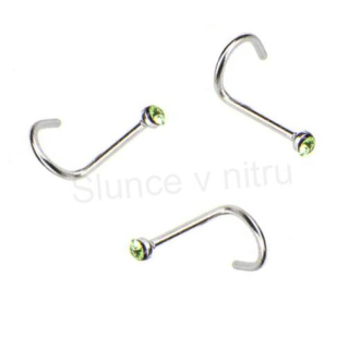 Piercing do nosu nerezová ocel 9,5 mm zelený (BB769)