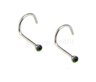 Piercing do nosu nerezová ocel 9,5 mm Zelená tmavá (BB769)