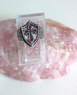 Pánský templářský prsten kříž ve štítu s kamínky (BP158)