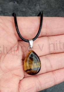 Náhrdelník přívěšek s tygřím okem - slza (X1732)