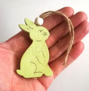 Dřevěné výřezy - závěsná ozdoba Zajíček s korálkem (V182)