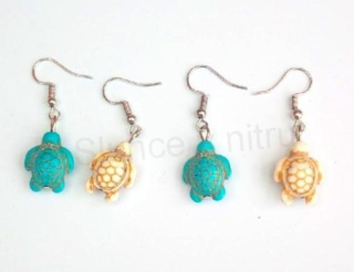 Minerální náušnice Tyrkenitové Želva dvě barvy (X1745)