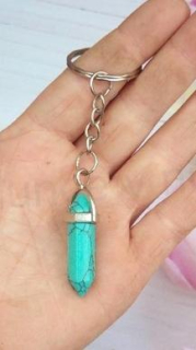 Přívěsek na klíče - minerální více druhů platinový (X1751)