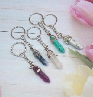 Přívěsek na klíče - minerální více druhů platinový (X1751)