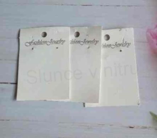 Kartičky na šperky 7,5 x 5 cm bílé s nápisem (AE37)