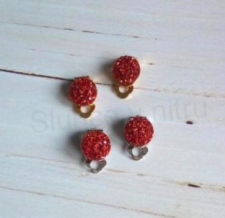 Náušnice klipsy rubínové (BB778)