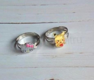 Dětský, dívčí jemný prsten pokemon pikaču a kočička Hello Kitty (BP414)