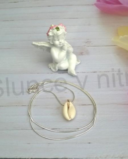 Minerální řetízkový náhrdelník mořské plody pravá mušle (X1761)