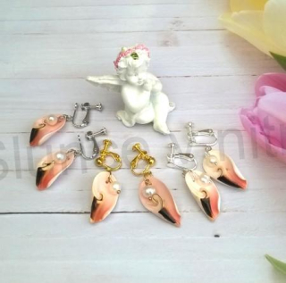 Visací náušnice klipsny mořské plody pravá mušle pravá perla 3 barvy (X1762)