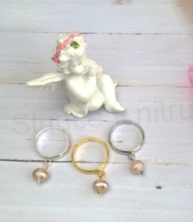 Nastavitelný minerální prsten s pravou perlou (X1763)