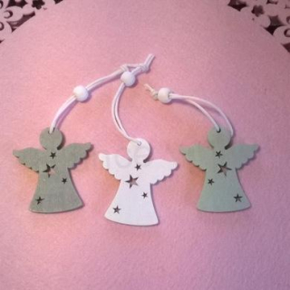 Dřevěné výřezy - závěsná ozdoba anděl 3 kusy v balení (V189)