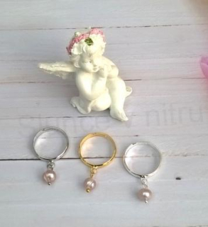 Nastavitelný minerální prsten s pravou perlou (X1765)