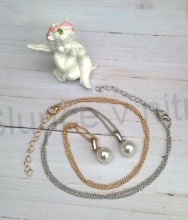 Nerezový náhrdelník přívěsek s perličkou - 2 barvy (BD828)