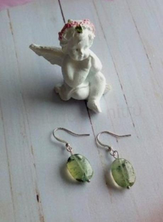 Minerální Prehnitové náušnice (X1769)