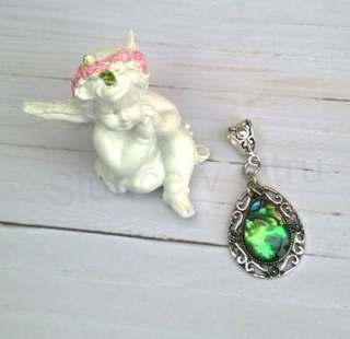 Minerální přívěšek pandora přírodní mušle Paua kapka (X1782)