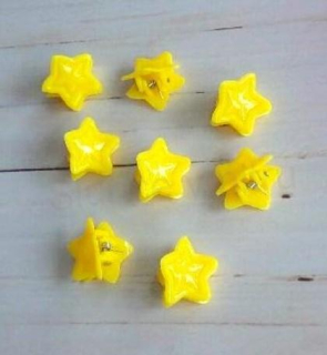 Mini skřipec do vlasů barevná Hvězda 17,4 x 18,6 mm žlutá (H541)