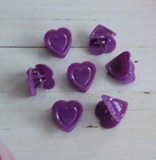 Mini skřipec do vlasů barevné srdce 18,6 x 18,6 mm tmavě fialová (H542)