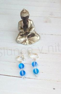 Minerální pozlacené náušnice Měsiční kámen (X1790)