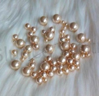 Skleněné voskované perle mix 4–12 mm, 50 g – krémové (AC364)