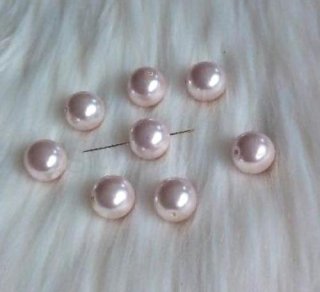 Skleněné voskované perle 14 mm – krémová růžová (AC368)