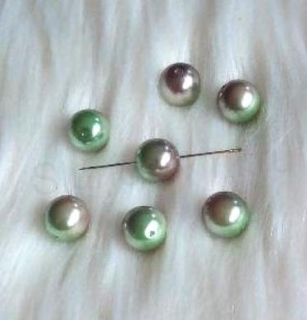 Skleněné voskované perle 12 mm – zelená duhová (AC386)