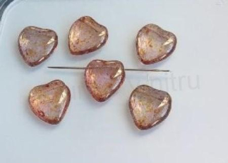 Skleněný korálek srdce 15,4 x 14,4 mm (AC458)