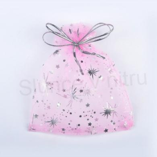 Dárkový sáček organza s hvězdami 10x12 cm (AE3)