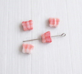 Skleněný korálek motýl – 11,2 × 9,7 mm, růžový, 4 ks (AC593)