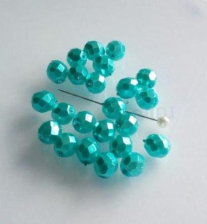 Skleněný voskovaný broušený korálek 8 mm – modrý (AC613)