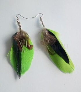 Dlouhé etnické náušnice Bohemia - Peříčkové s ozdobou (BB786)