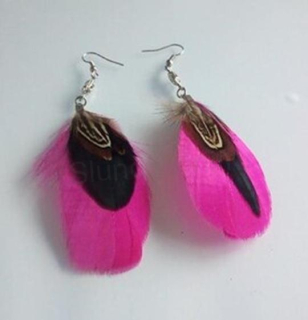 Dlouhé etnické náušnice Bohemia - Peříčkové s ozdobou (BB787)