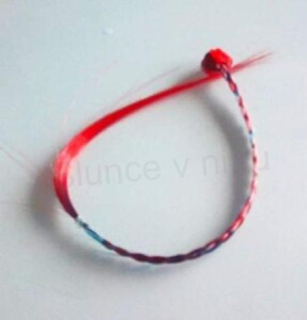 Barevný pramen vlasů, copánek na skřipci délka 32 cm oranžovo modrá (H546)