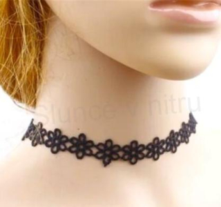 Náhrdelník choker kytičkový krajkový (BD835)