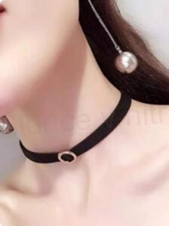 Náhrdelník choker s kroužkem černý (BD840)