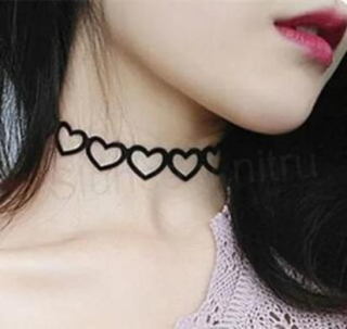 Náhrdelník choker černý srdce (BD844)