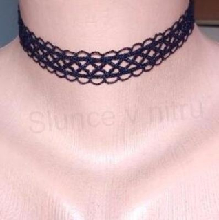 Náhrdelník choker černý krajka ozdobná (BD846)