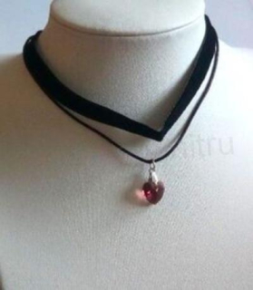 Náhrdelník dvojitý choker se Swarovski srdce fialové (BD851)