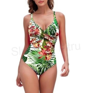 Dámské jednodílné plavky Mooncore – výstřih do V, zeštíhlující (S / EU 36) (K407)